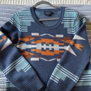 Pendleton Blue and Orange Crew Neck Sweater